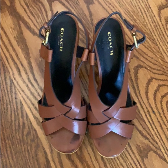Coach Wooden Strap Heels - Picture 1 of 5